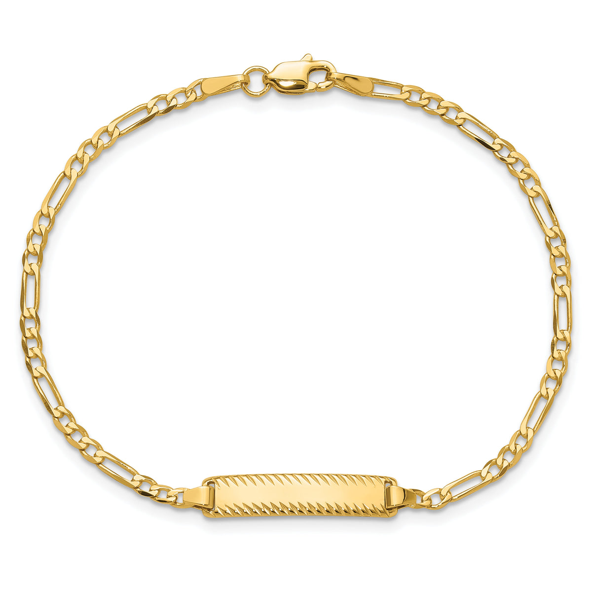 14k Figaro Link Diamond Cut ID Bracelet-LID94-8