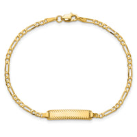 14k Figaro Link Diamond Cut ID Bracelet-LID94-8