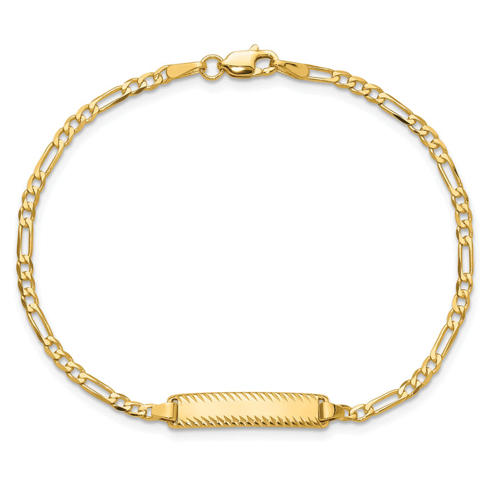 14k Figaro Link Diamond Cut ID Bracelet-LID94-8