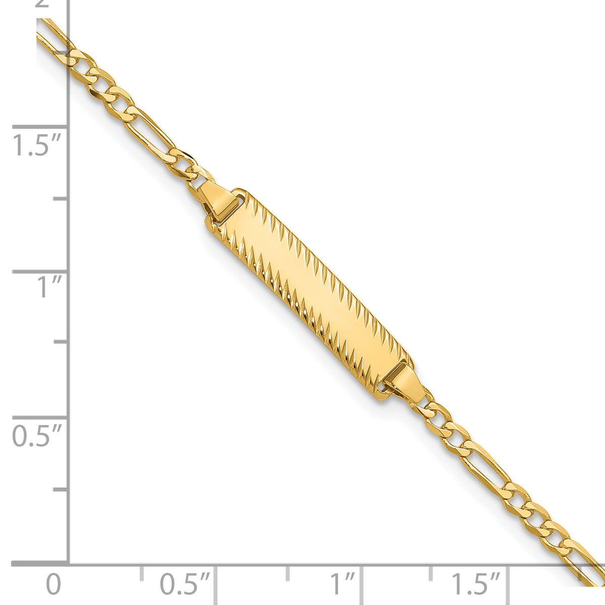 14k Figaro Diamond Cut ID Bracelet-LID94-7