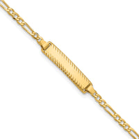 14k Figaro Diamond Cut ID Bracelet-LID94-7