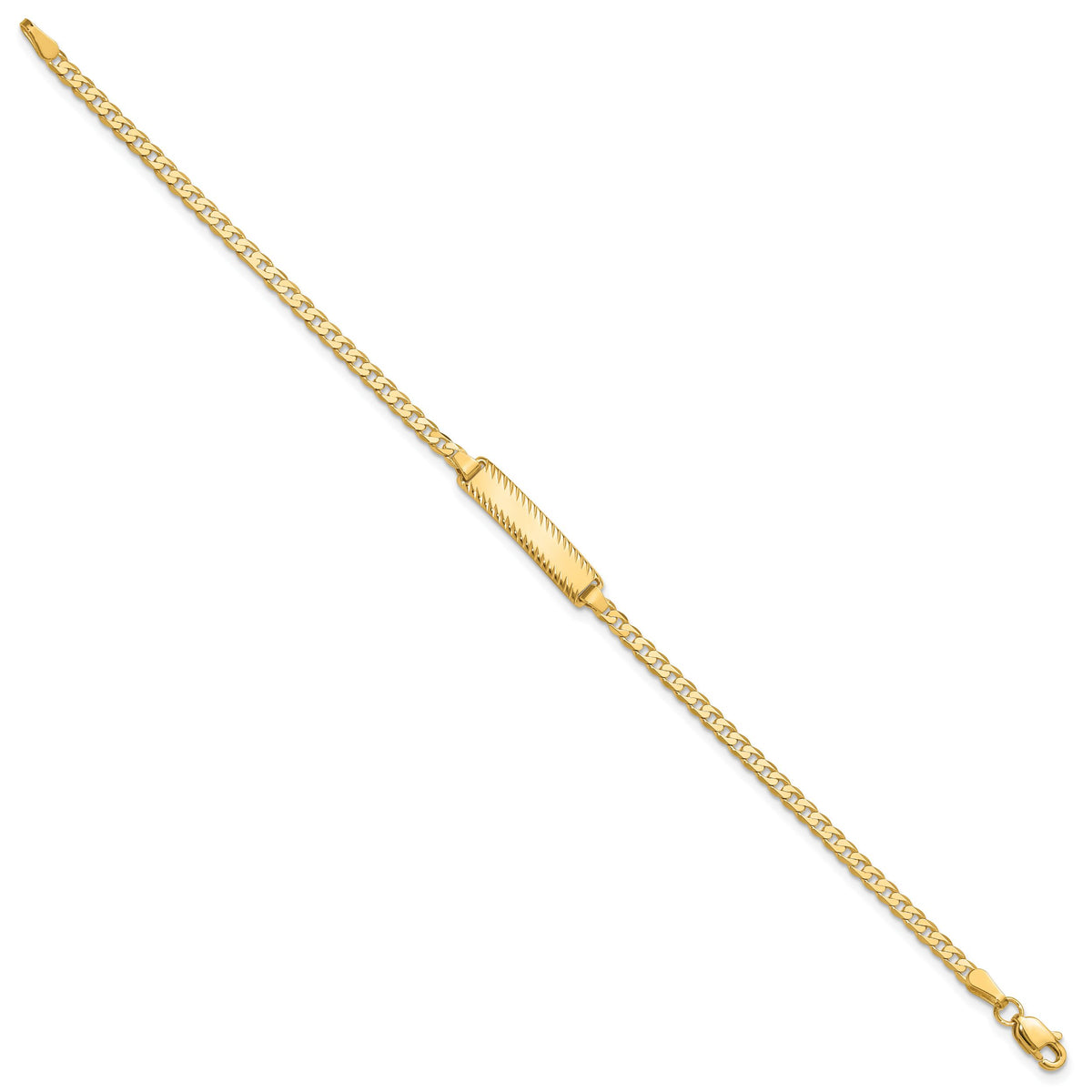 14k Curb Link Diamond Cut ID Bracelet-LID95-7