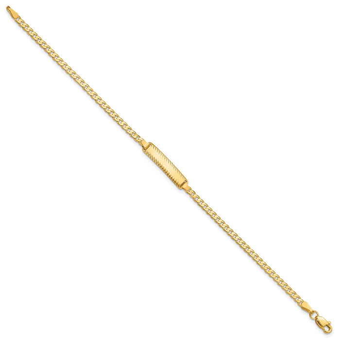 14k Curb Link Diamond Cut ID Bracelet-LID95-7