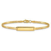 14k Curb Link Diamond Cut ID Bracelet-LID95-7