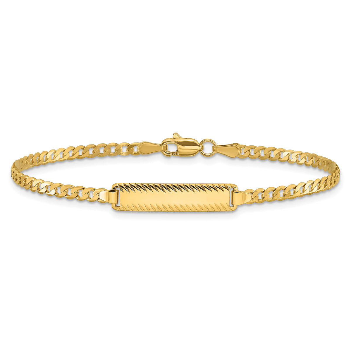 14k Curb Link Diamond Cut ID Bracelet-LID95-8