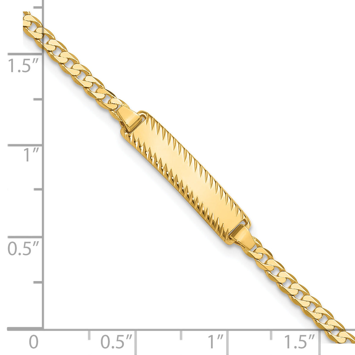 14k Curb Link Diamond Cut ID Bracelet-LID95-7