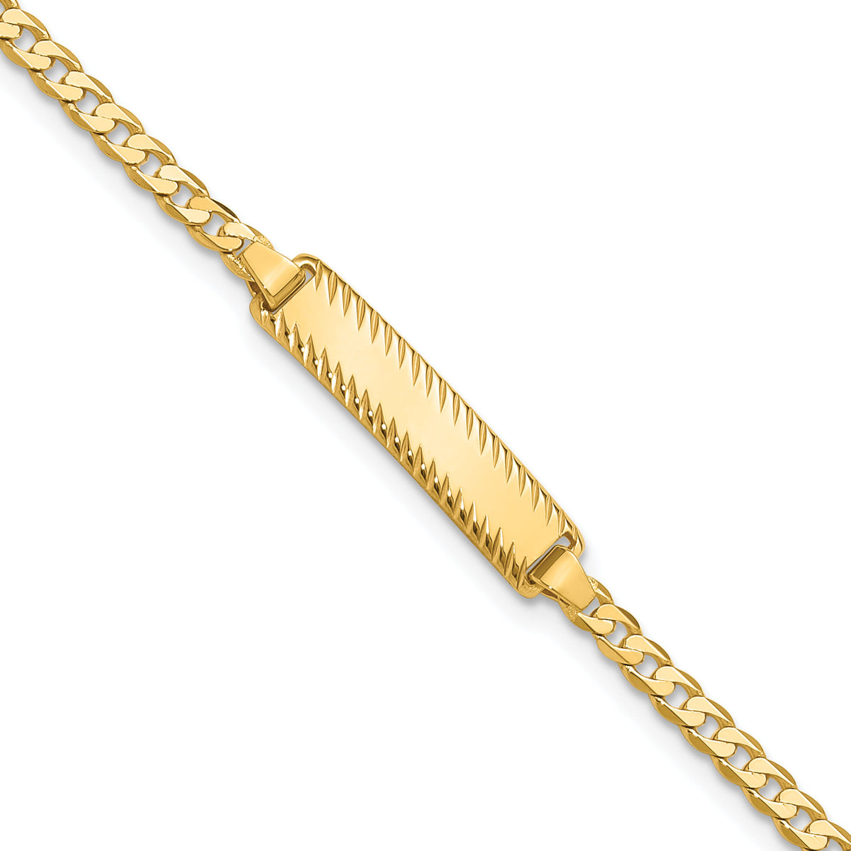 14k Curb Link Diamond Cut ID Bracelet-LID95-8