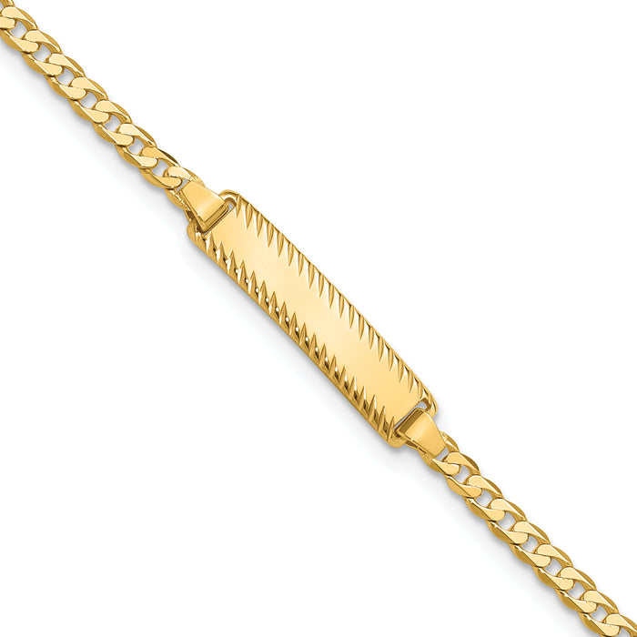 14k Curb Link Diamond Cut ID Bracelet-LID95-8