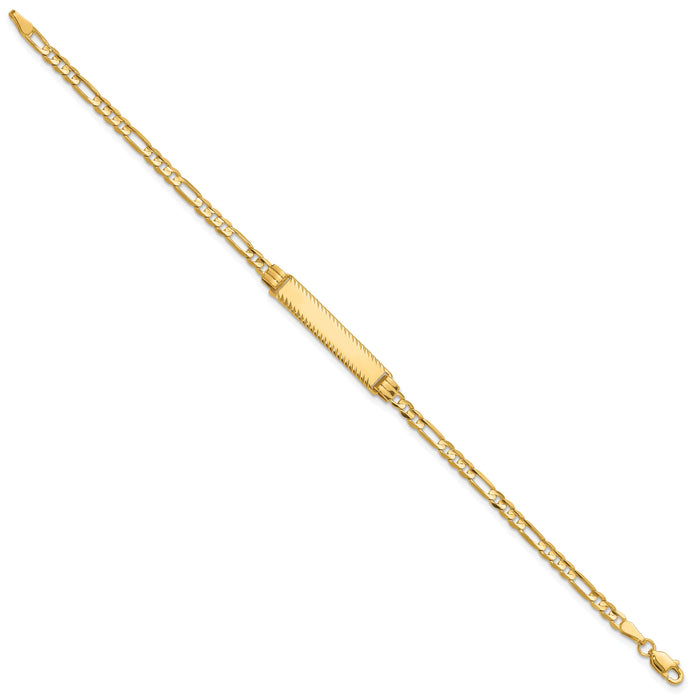 14k 3.0mm Figaro Diamond Cut ID Bracelet-LID96-8