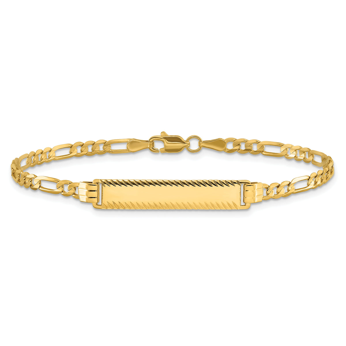14k 3.0mm Figaro Diamond Cut ID Bracelet-LID96-7