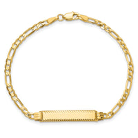 14k 3.0mm Figaro Diamond Cut ID Bracelet-LID96-7