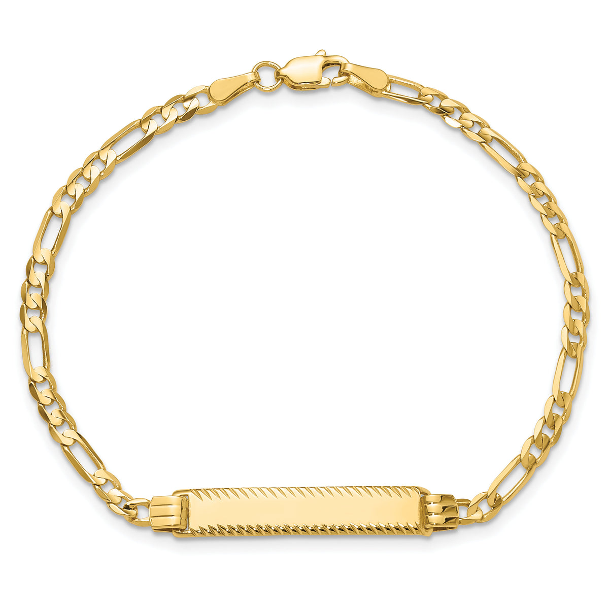 14k 3.0mm Figaro Diamond Cut ID Bracelet-LID96-8