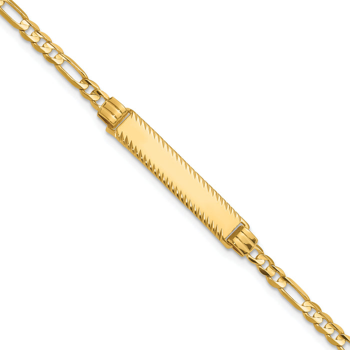 14k 3.0mm Figaro Diamond Cut ID Bracelet-LID96-7