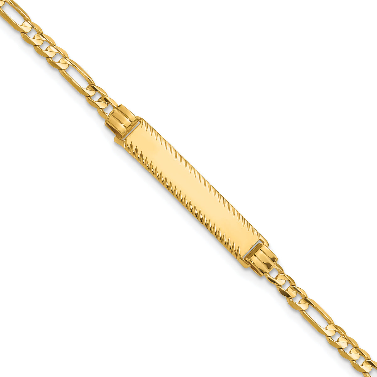 14k 3.0mm Figaro Diamond Cut ID Bracelet-LID96-8