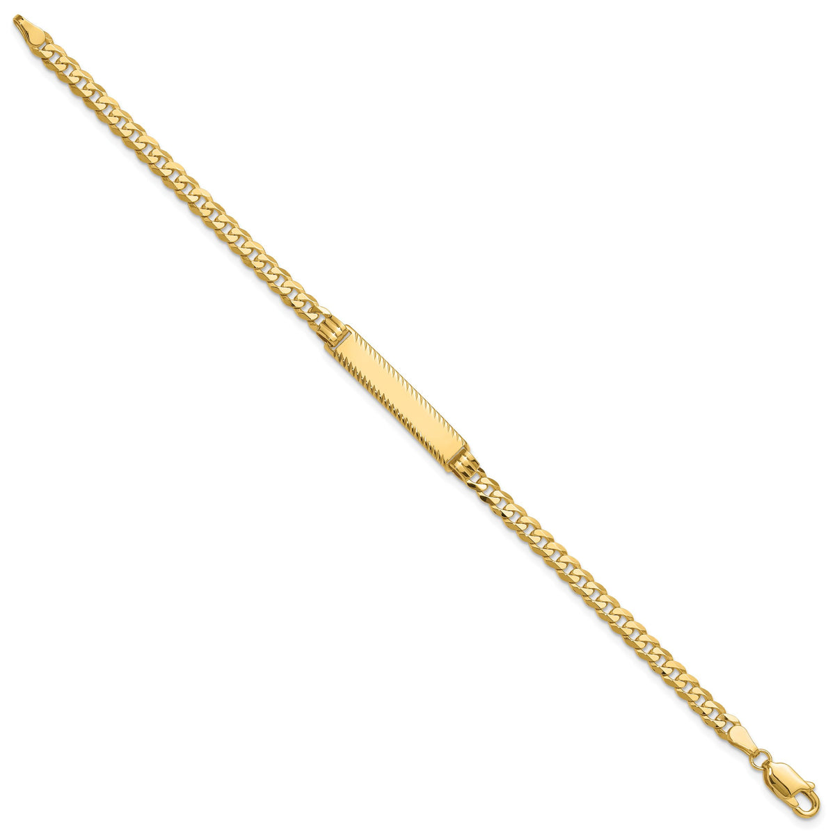 14k Flat Curb Link Diamond Cut ID Bracelet-LID97-7