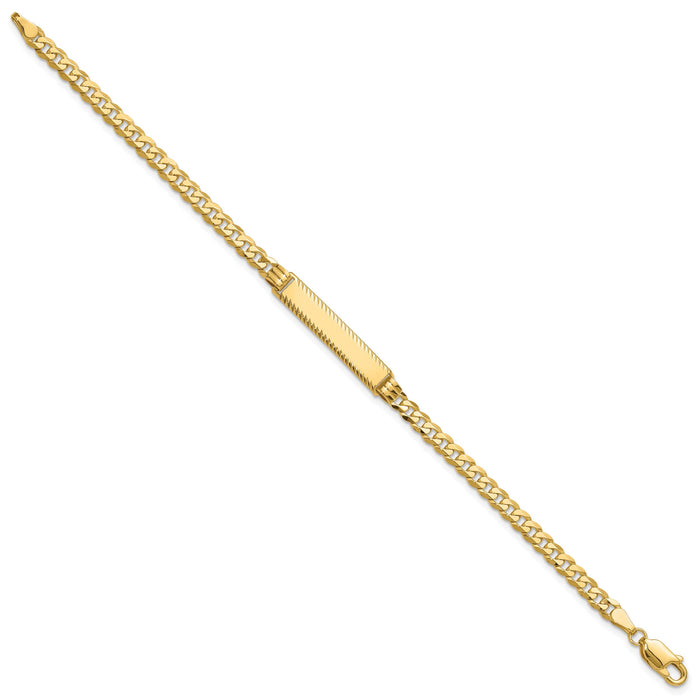 14k Flat Curb Link Diamond Cut ID Bracelet-LID97-7