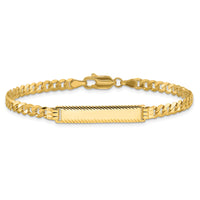 14k Flat Curb Link Diamond Cut ID Bracelet-LID97-7