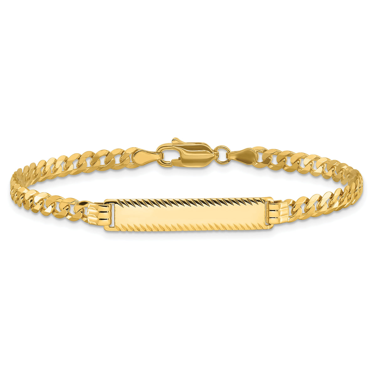 14k Flat Curb Link Diamond Cut ID Bracelet-LID97-8