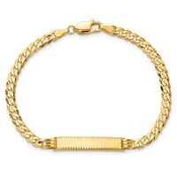 14k Flat Curb Link Diamond Cut ID Bracelet-LID97-7