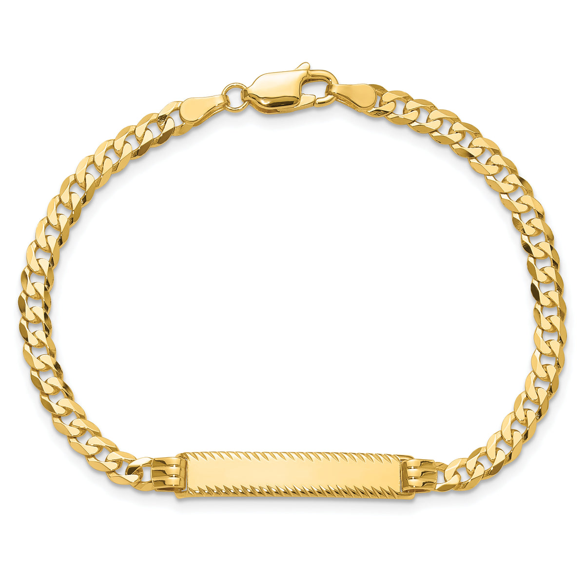 14k Flat Curb Link Diamond Cut ID Bracelet-LID97-8