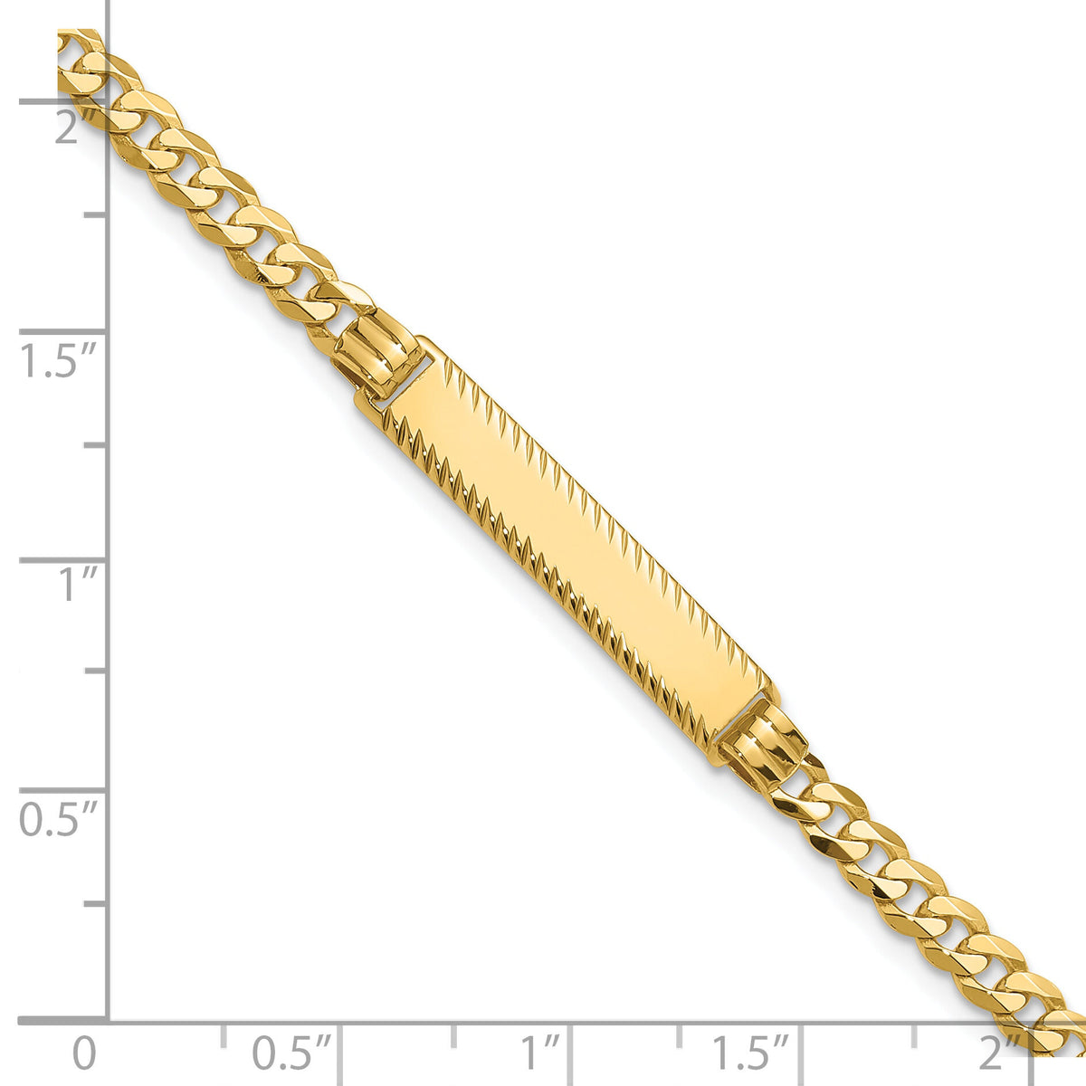 14k Flat Curb Link Diamond Cut ID Bracelet-LID97-8