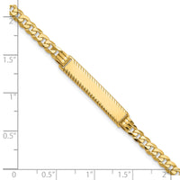 14k Flat Curb Link Diamond Cut ID Bracelet-LID97-8