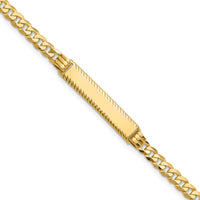 14k Flat Curb Link Diamond Cut ID Bracelet-LID97-7