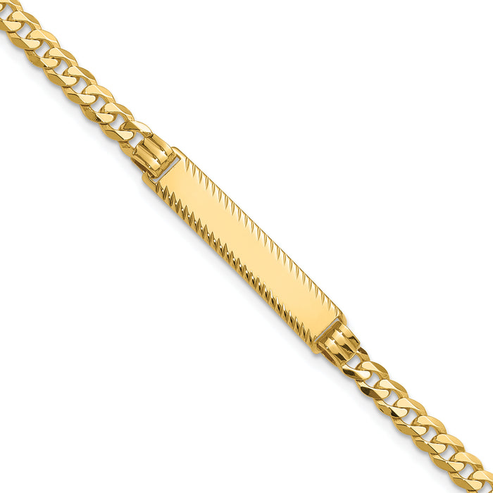 14k Flat Curb Link Diamond Cut ID Bracelet-LID97-7
