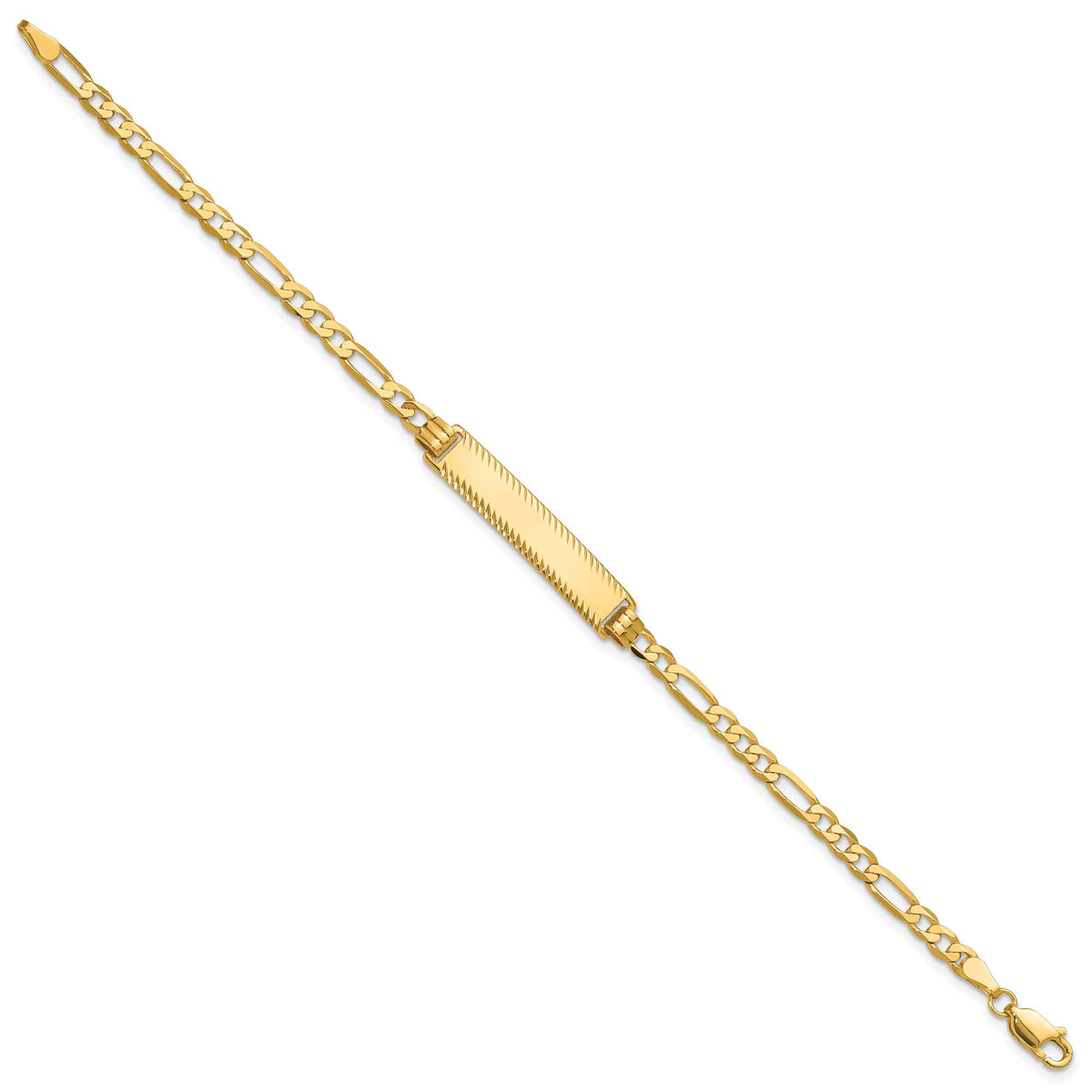 14k Flat Figaro Link Diamond Cut ID Bracelet-LID98-8