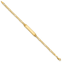 14k Flat Figaro Link Diamond Cut ID Bracelet-LID98-8