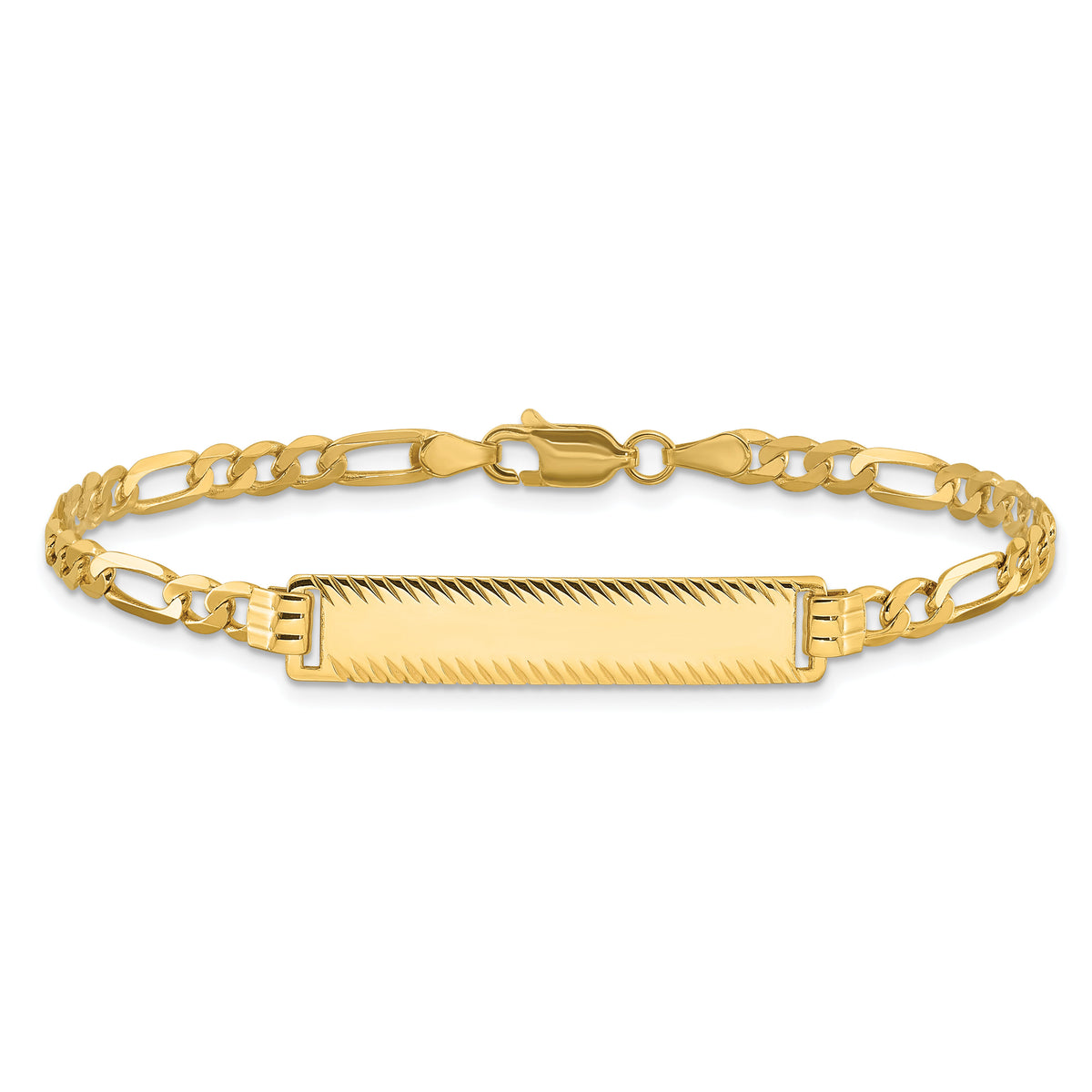 14k Flat Figaro Link Diamond Cut ID Bracelet-LID98-8