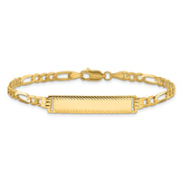 14k Flat Figaro Link Diamond Cut ID Bracelet-LID98-8
