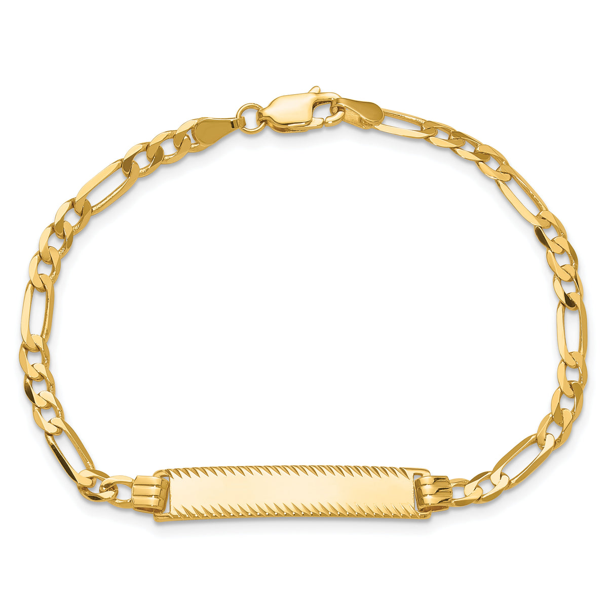 14k Flat Figaro Link Diamond Cut ID Bracelet-LID98-8