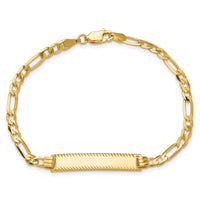 14k Flat Figaro Link Diamond Cut ID Bracelet-LID98-8