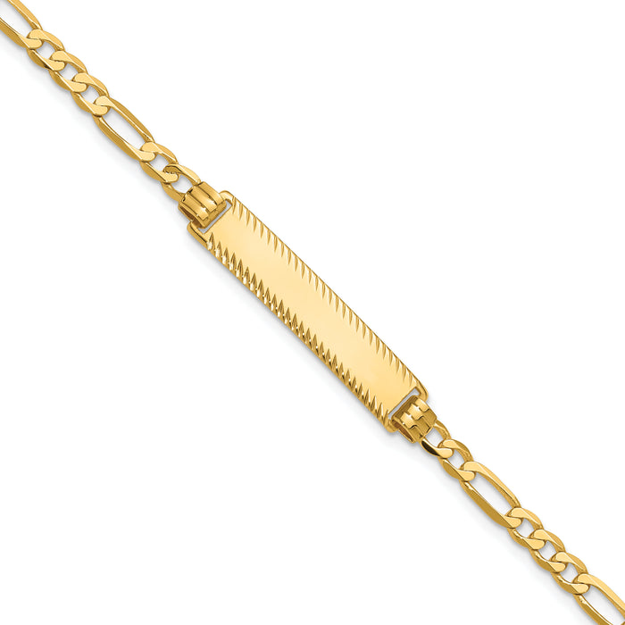 14k Flat Figaro Link Diamond Cut ID Bracelet-LID98-8