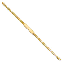 14k Flat Curb Link Diamond Cut ID Bracelet-LID99-8