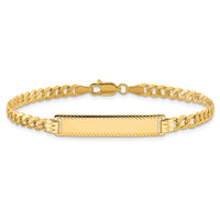 14k Flat Curb Link Diamond Cut ID Bracelet-LID99-7