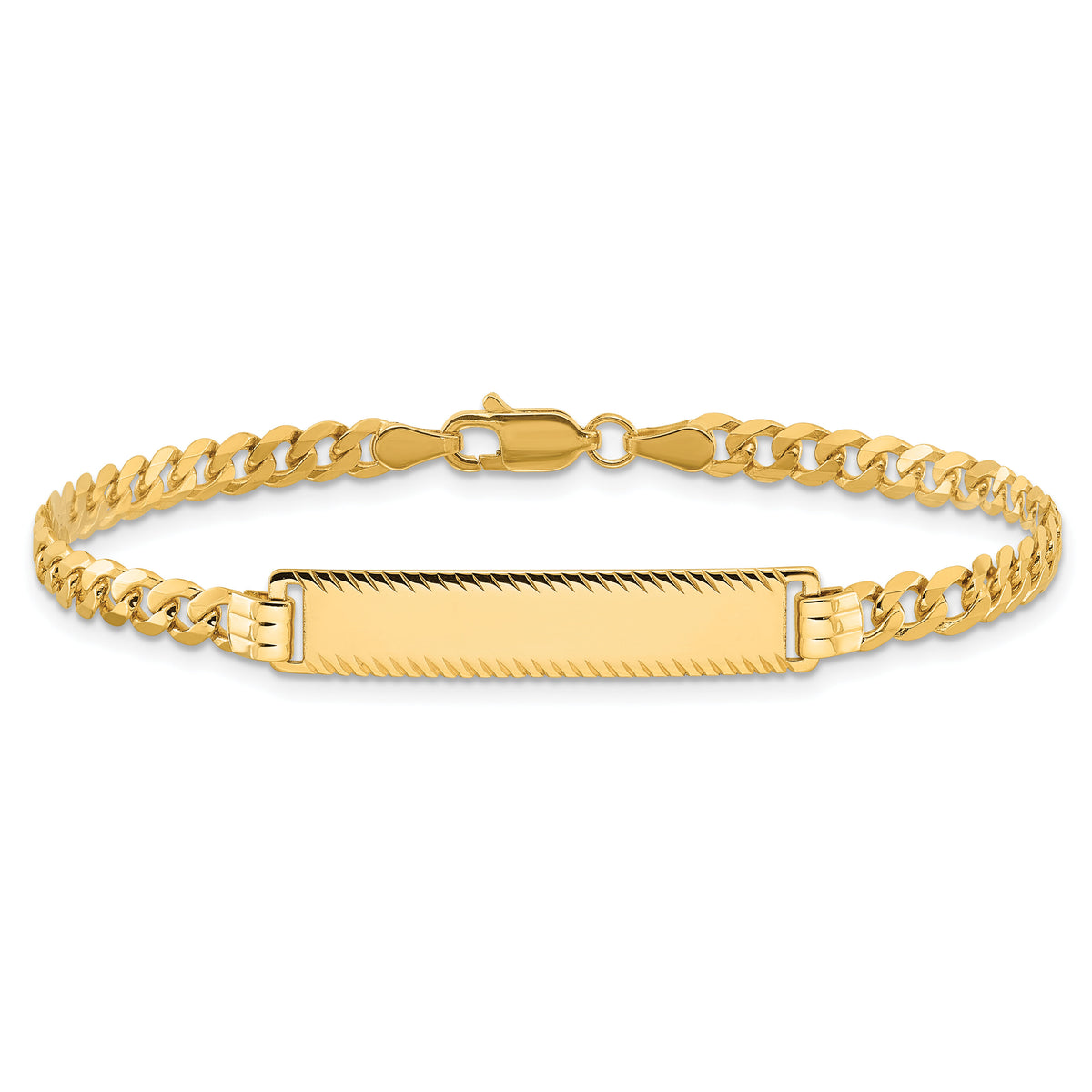 14k Flat Curb Link Diamond Cut ID Bracelet-LID99-8