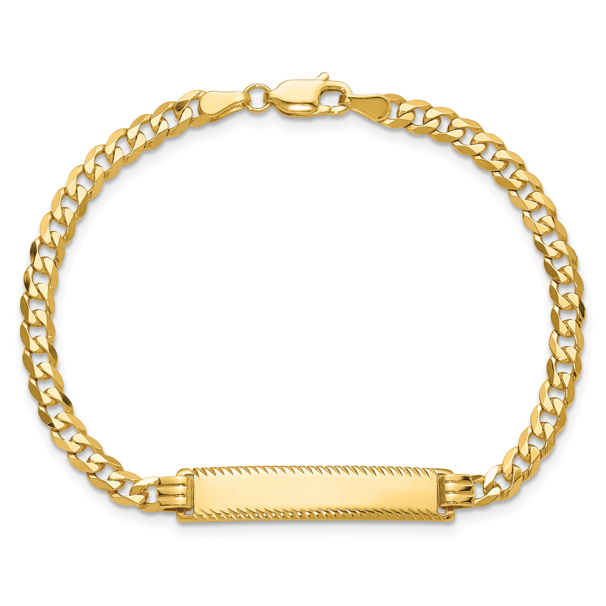14k Flat Curb Link Diamond Cut ID Bracelet-LID99-7