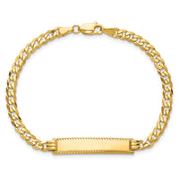 14k Flat Curb Link Diamond Cut ID Bracelet-LID99-7