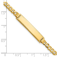 14k Flat Curb Link Diamond Cut ID Bracelet-LID99-7