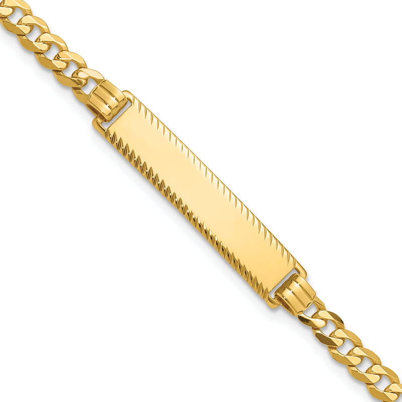 14k Flat Curb Link Diamond Cut ID Bracelet-LID99-8