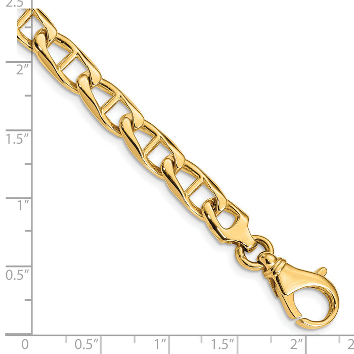 14K 6.9mm Hand-polished Anchor Link Bracelet-LK100-8