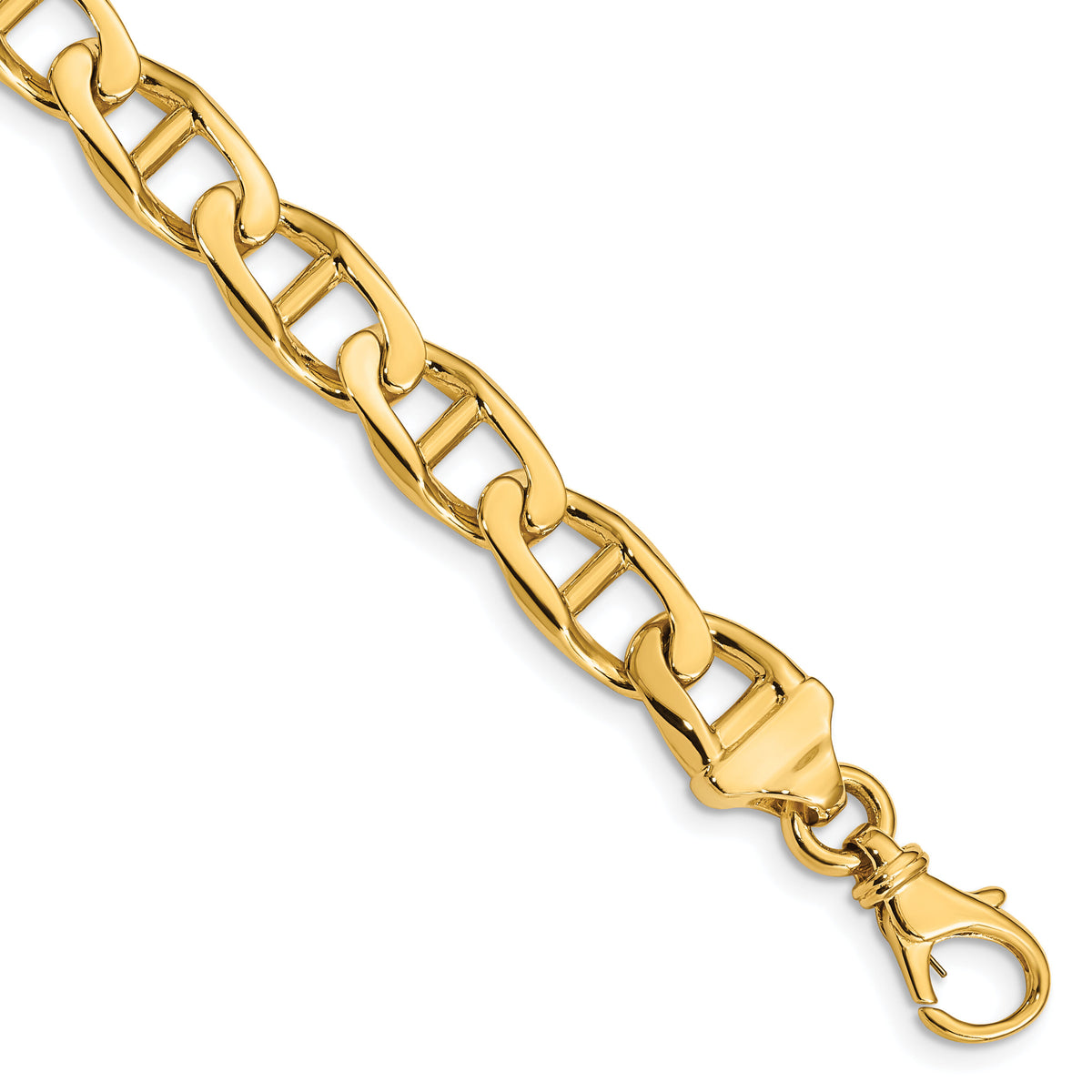 14k 9mm Hand-polished Anchor Link Bracelet-LK101-8