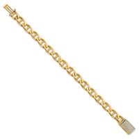 14k 9mm Hand-polished Anchor Link Diamond Clasp Bracelet-LK101DIA-8