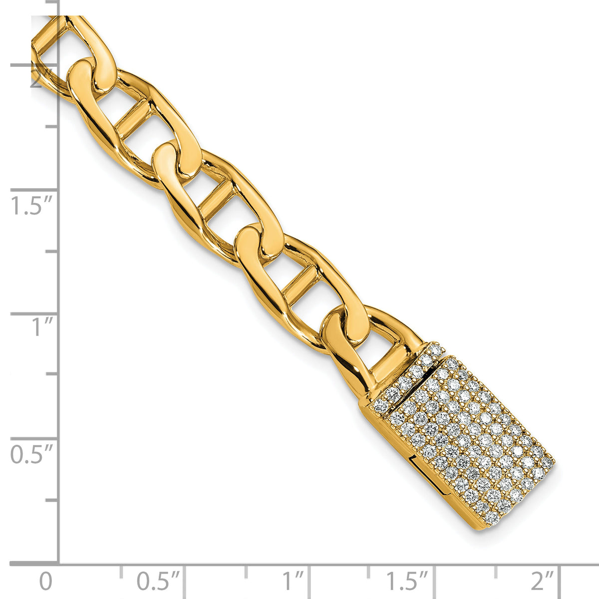 14k 9mm Hand-polished Anchor Link Diamond Clasp Bracelet-LK101DIA-8