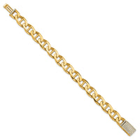 14k 10.3mm Hand-polished Anchor Link Diamond Clasp Bracelet-LK102DIA-8
