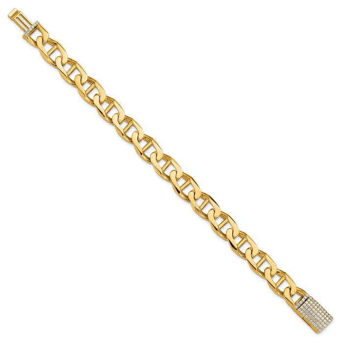 14k 10.3mm Hand-polished Anchor Link Diamond Clasp Bracelet-LK102DIA-8