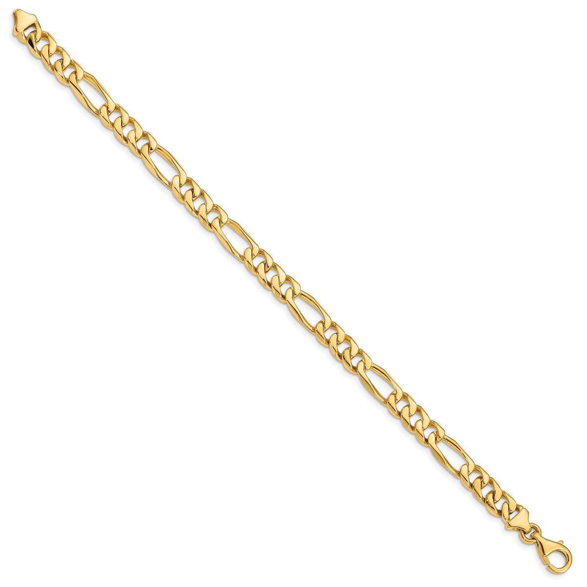 14k 7mm Hand-Polished Figaro Link Bracelet-LK107-8