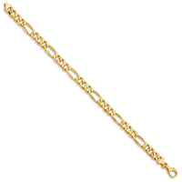 14k 7mm Hand-Polished Figaro Link Bracelet-LK107-8